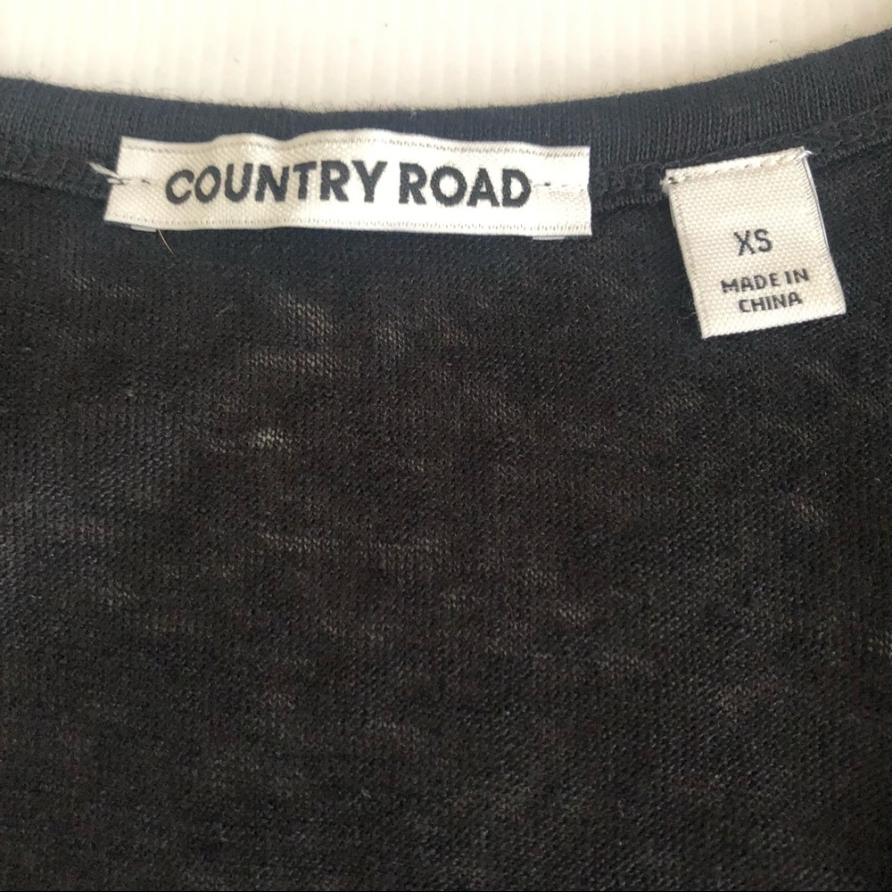 Country Road XS Linen Tank Top Pom Pom Trim Black Staple piece Hi-low Hemline - Picture 8 of 11